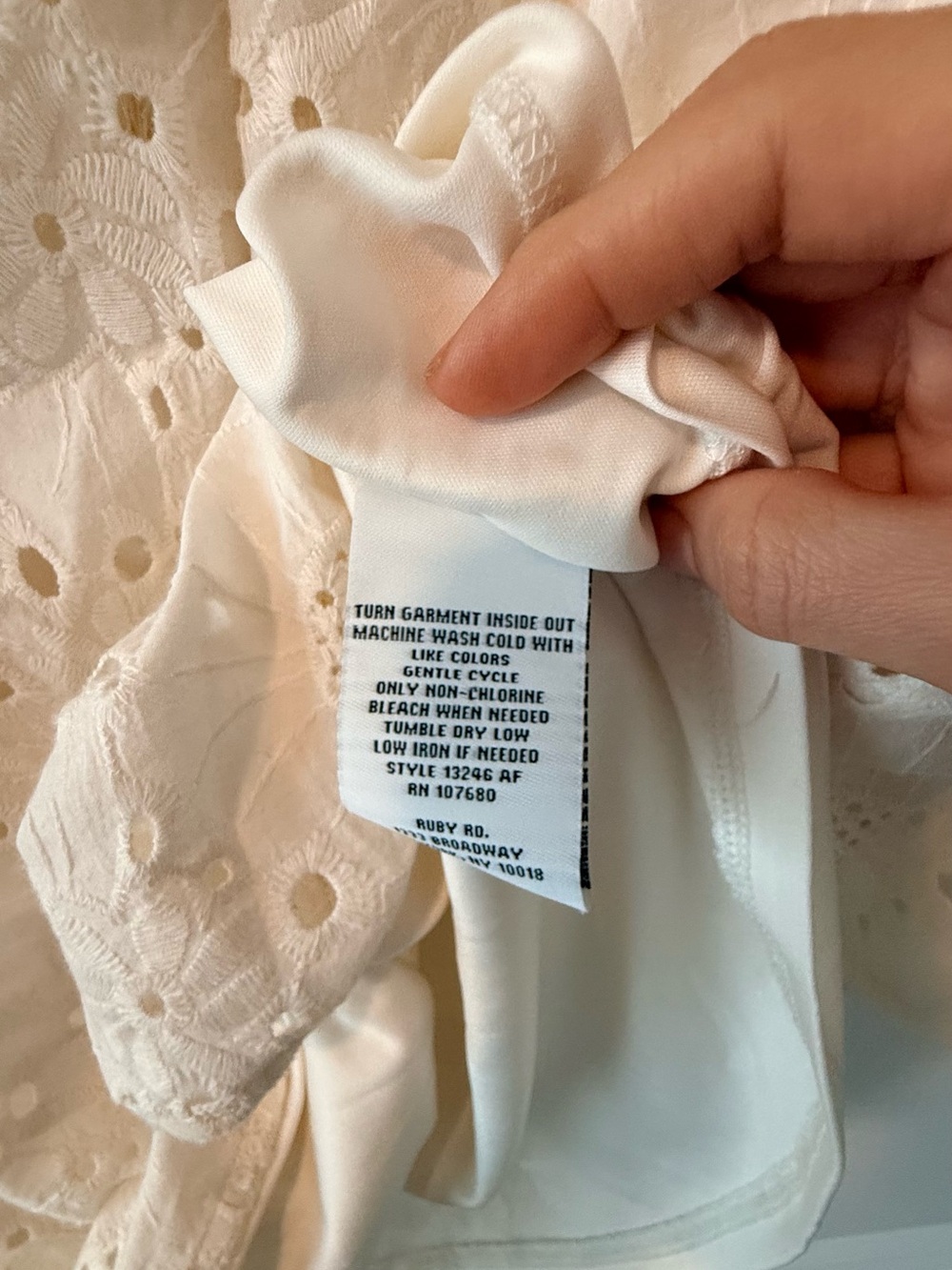 Ruby Rd. Cream Eyelet Peasant Blouse - Picture 6 of 6